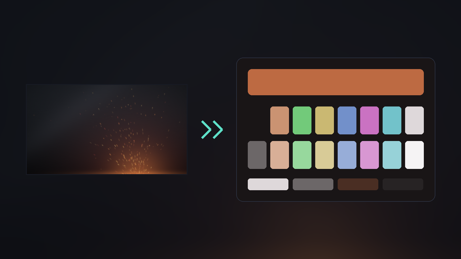 A Steel & Ember ember-and-steel wallpaper turned into a matching color palette