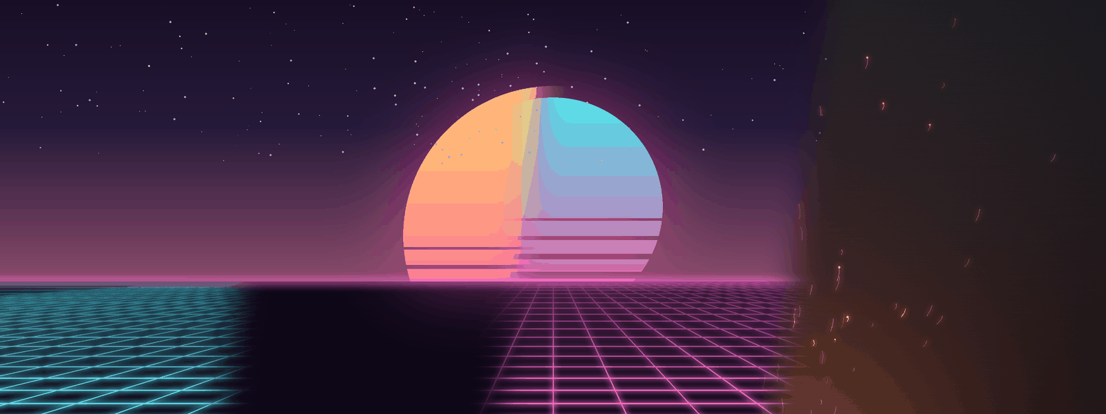 Blend of Neon Horizon and Steel & Ember theme wallpapers
